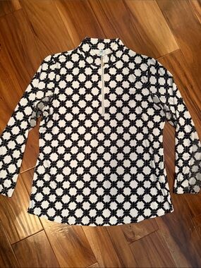 Lulu-B/Beachtime Black and White Geometric Long Sleeve Tee